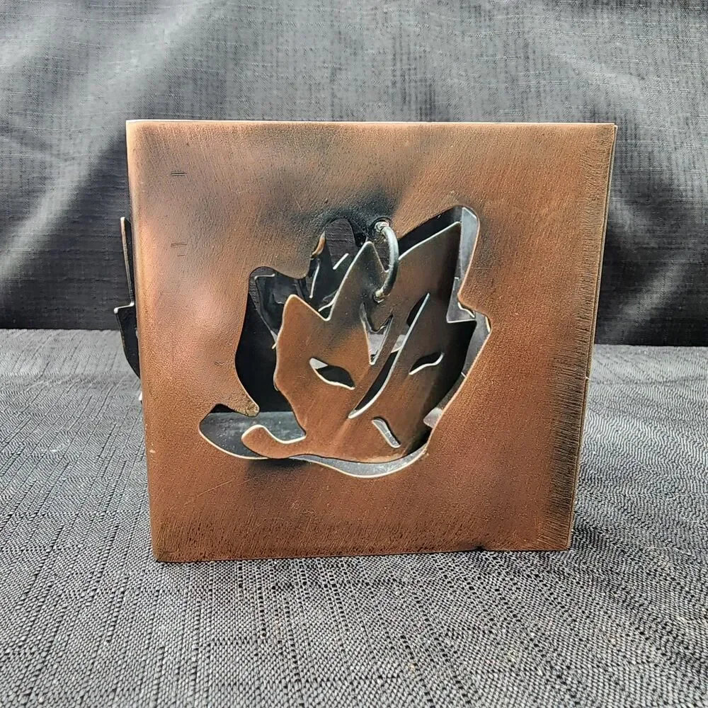 Autumn Leaf Tealight Votive  Candle Holder Copper Tone  Fall Harvest Decor